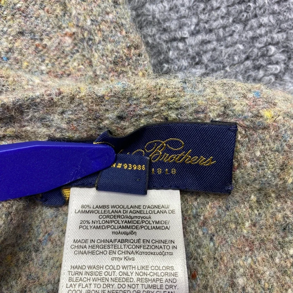 Brooks Brothers Tan Donegal Tweed Lambswool Blend Scarf Purple Striped Ribbed OS